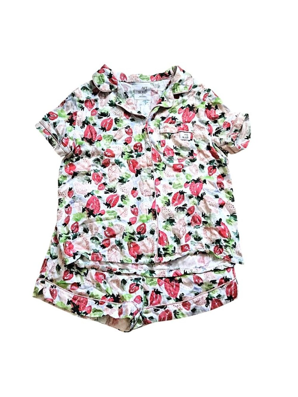 Art Of Sleep Strawberry PJ Shorts Sleep Set Bamboo Pajamas Womens Medium